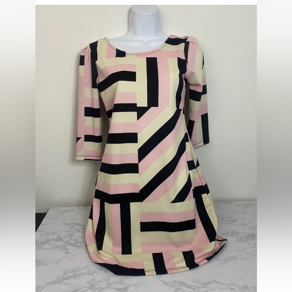 Xhilaration Boho Hippie Dress Womens S Pink Colorblock Back Zip 3/4 Slee… - Picture 1 of 4